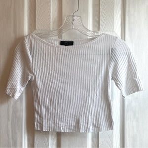 Topshop Sheer White Ribbed Crop Top. Size 2.